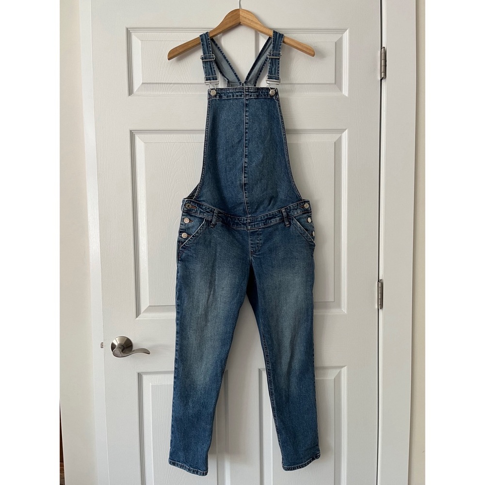 Gap maternity denim Jean overalls skinny slim fit size small (a9)